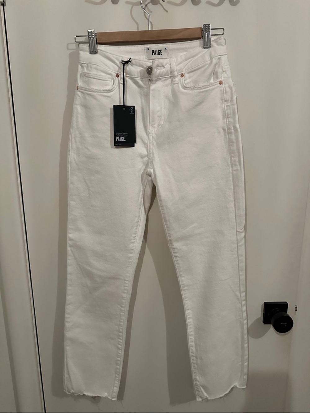 PAIGE White 'Cindy' High-Rise Straight Jeans